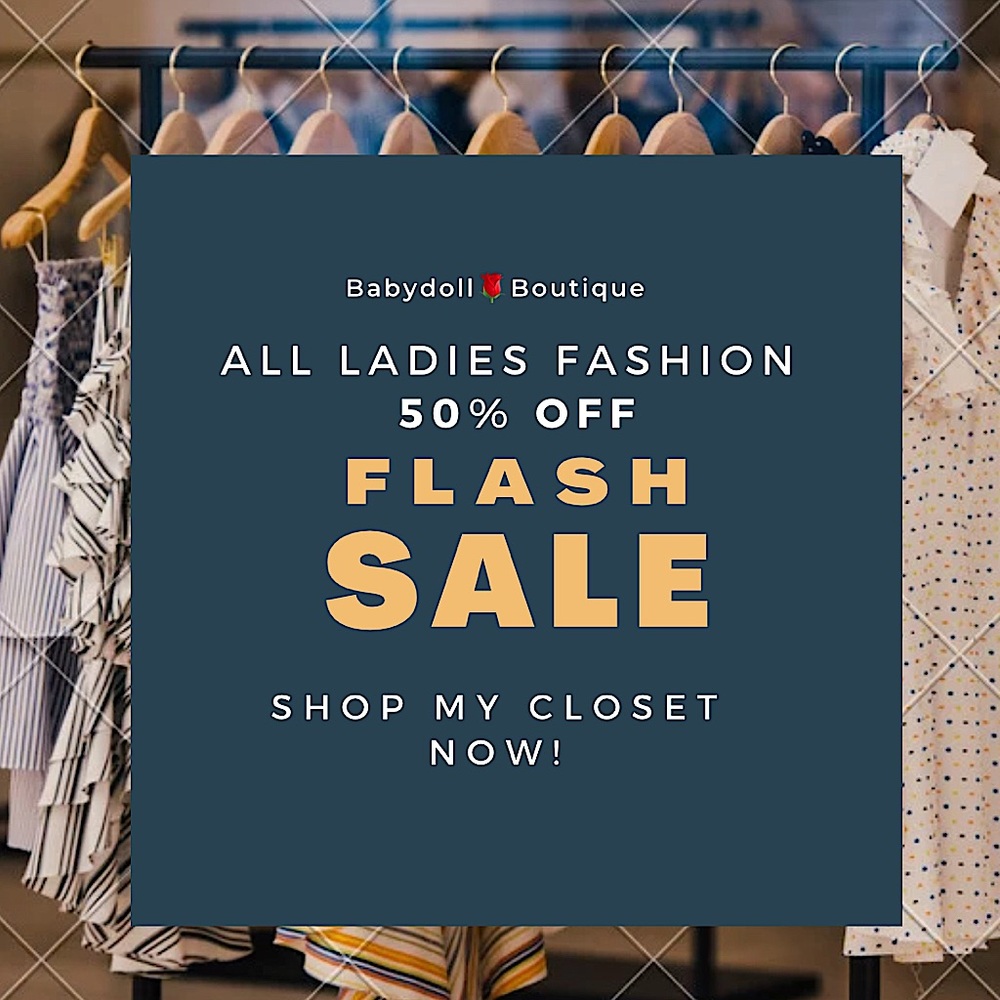 CLOSET CLEAR OUT! All lady wear is on SALE at 50% off!!!